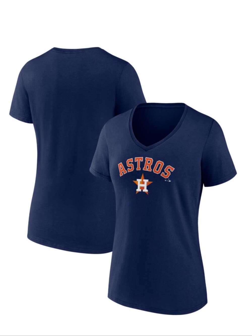 Houston Astros Navy V-Neck Tee - Orange & White Logo